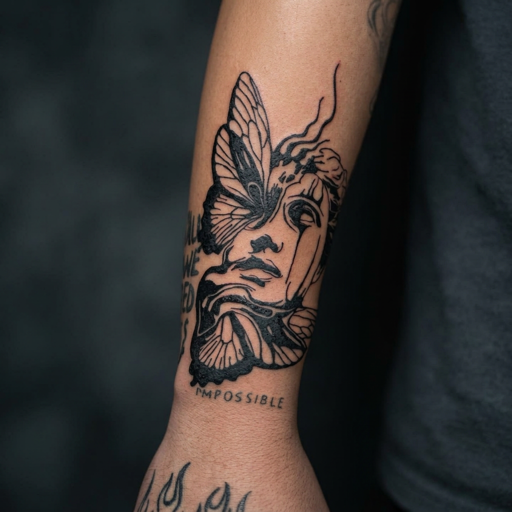 Después: el mismo diseño ya tatuado y terminado